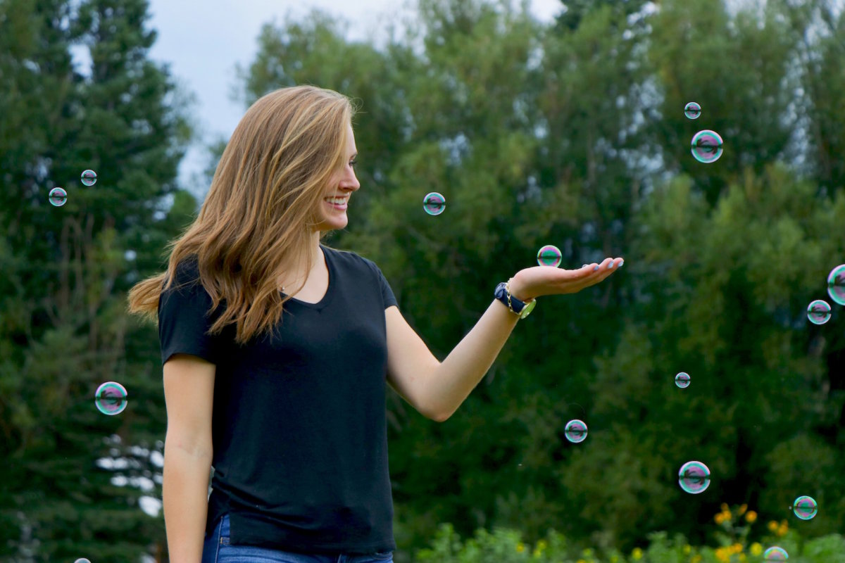 positivity - woman with bubbles