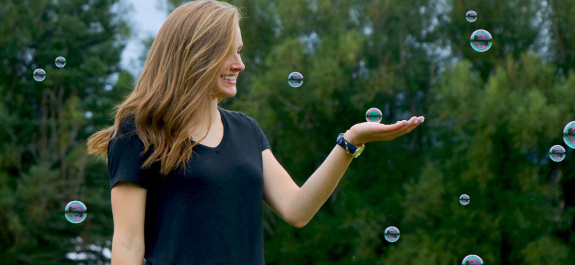 positivity - woman with bubbles