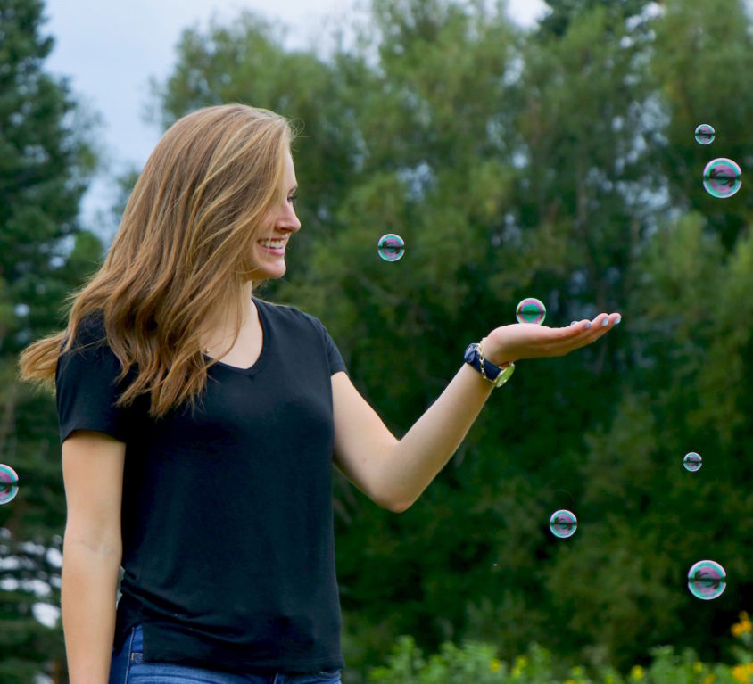 positivity - woman with bubbles