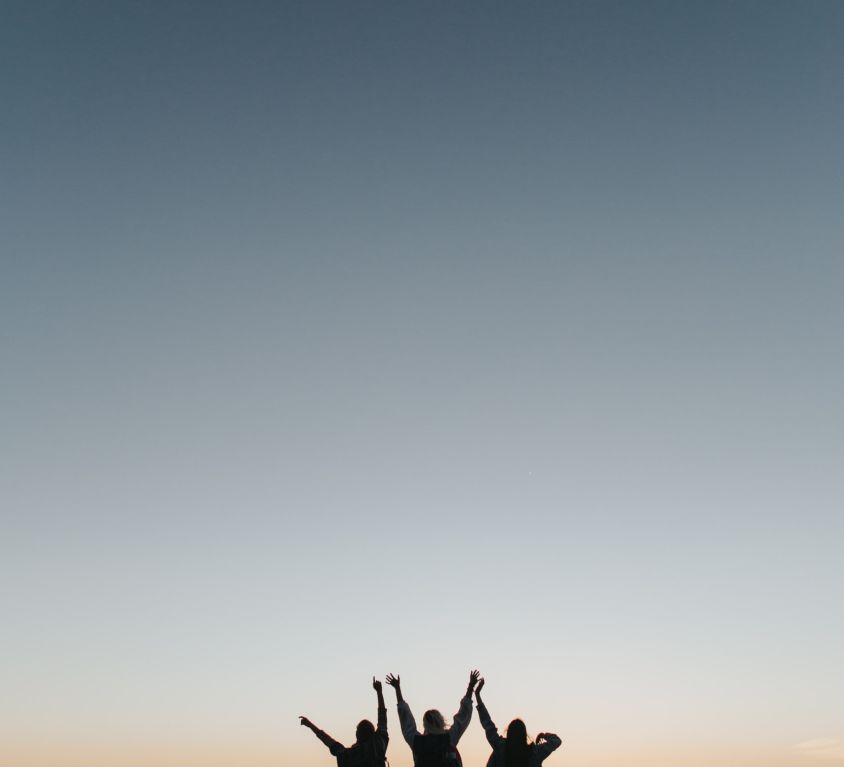 friends welcoming a new day, new moon